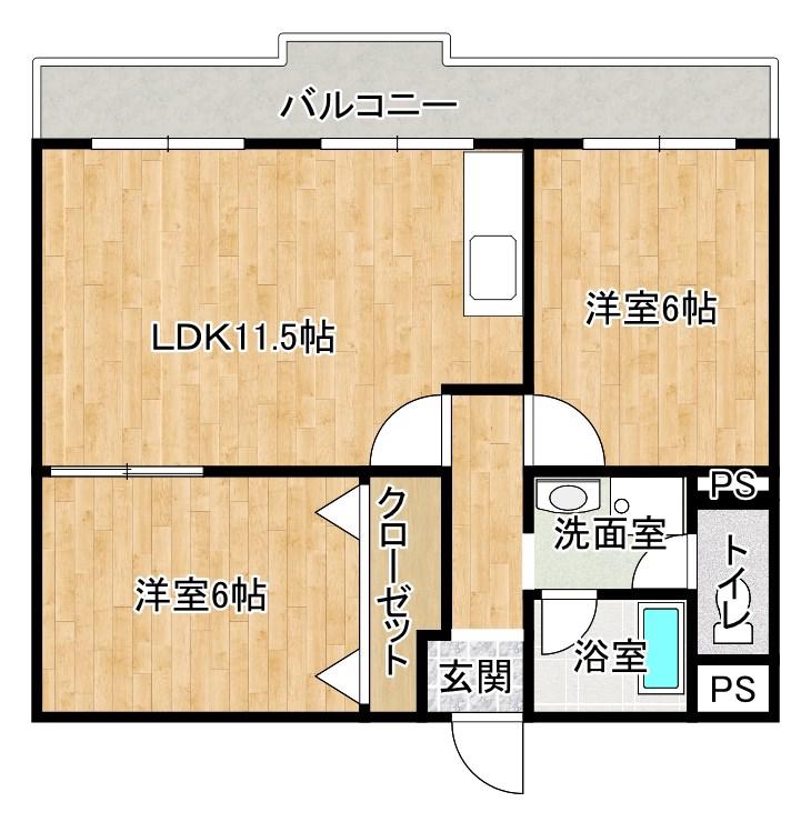 ヴィラパンヴィラージュ(2LDK/3階)の間取り写真