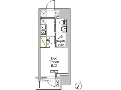 ジオエント白金台(1K/2階)の間取り写真