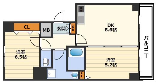 TREVANCE UMEDA(2DK/8階)の間取り写真