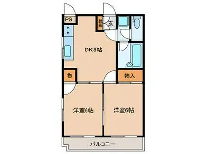 シャトレ松尾II(2DK/3階)の間取り写真