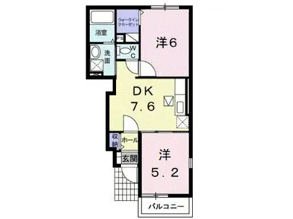 アヴニール I(2DK/1階)の間取り写真