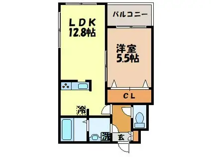 ユニゾン錦(1LDK/2階)の間取り写真