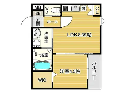 ステラキャットハート(1LDK/2階)の間取り写真