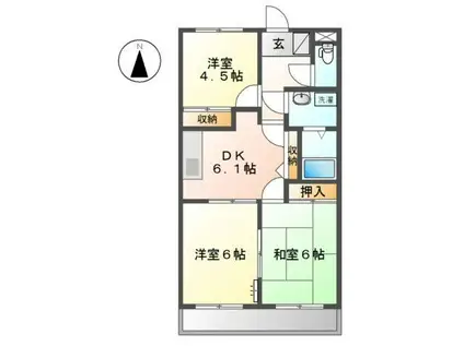 ベルード(3DK/2階)の間取り写真