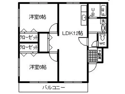 プラージュ(2LDK/1階)の間取り写真