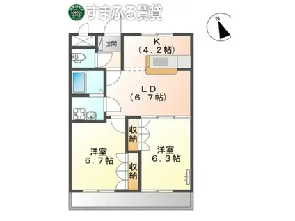 グランチェスタ A棟(2LDK/3階)の間取り写真