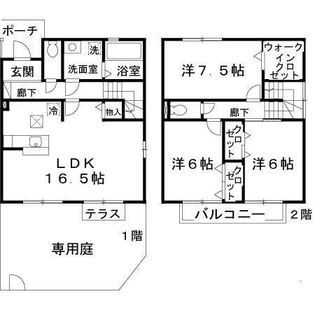フリートコート(3LDK/1階)の間取り写真