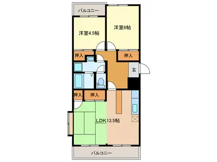 メゾン伎倍(2LDK/2階)の間取り写真