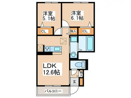 センチュリーハイムすみよし台III(2LDK/1階)の間取り写真