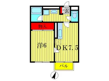 コンフォール柴又(1DK/1階)の間取り写真