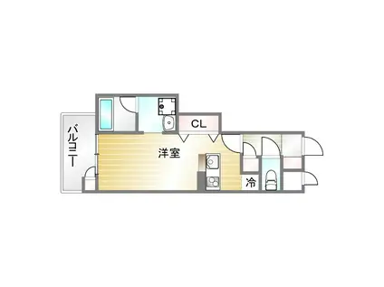 プレジール三ノ宮III(ワンルーム/10階)の間取り写真