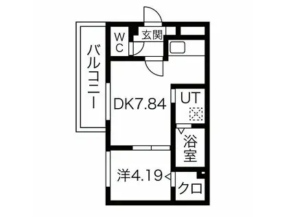 プレジール医大前(1LDK/2階)の間取り写真