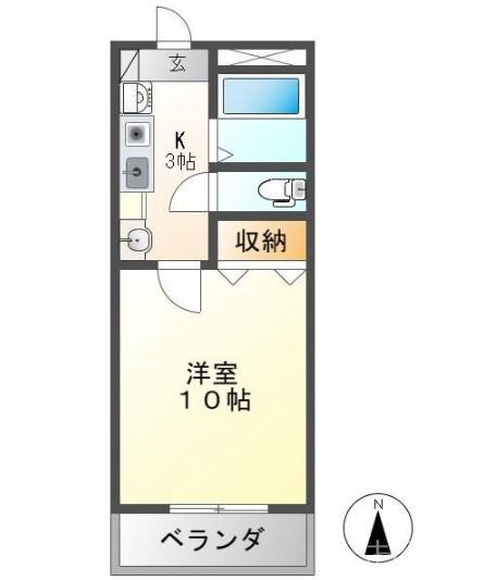 エラルジール山王(1K/2階)の間取り写真