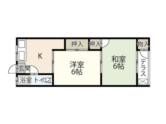 松尾荘(2K/1階)の間取り写真
