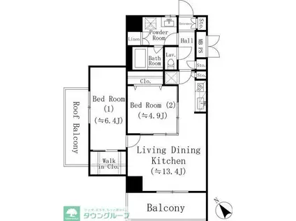 堀之内マンション(2LDK/4階)の間取り写真