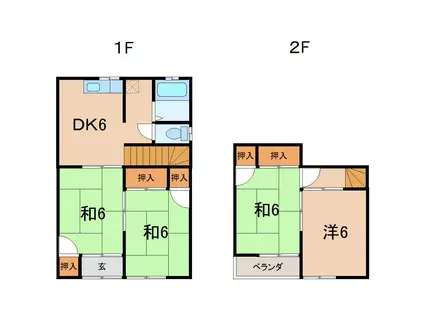 ハイツ永井川B(4DK/1階)の間取り写真
