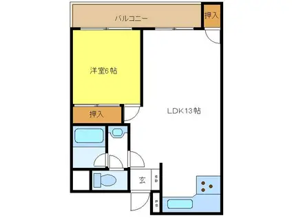 エクセル21(1LDK/4階)の間取り写真