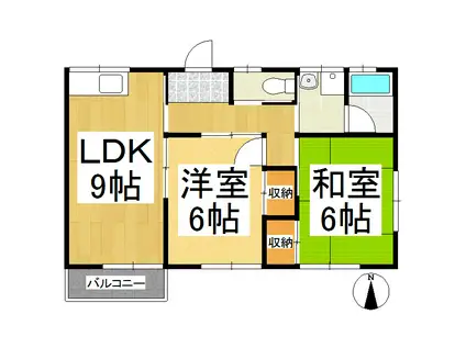 コーポ舞沢 A棟(2LDK/2階)の間取り写真