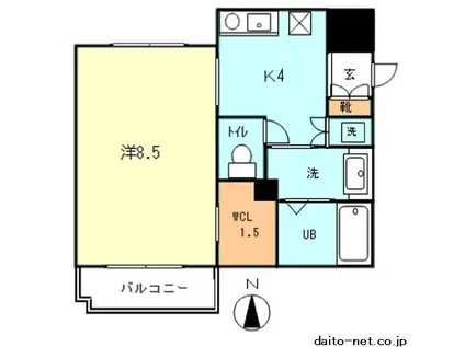 ファーストスクエア(1SK/4階)の間取り写真