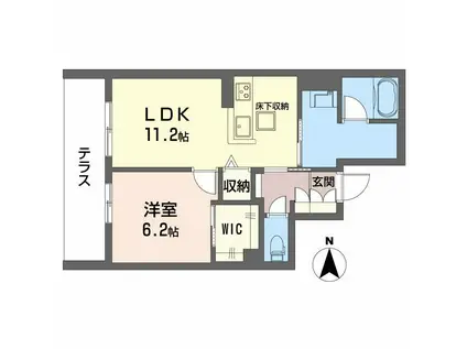 シャーメゾン ソルコート 上中条(1LDK/1階)の間取り写真