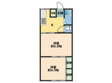 綾西第2ハイツ(2K/1階)の間取り写真