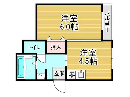 ルーナ福島(1DK/4階)の間取り写真