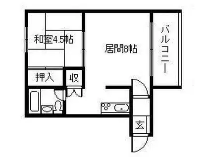 ベルエアーパレス滝川(1LDK/3階)の間取り写真