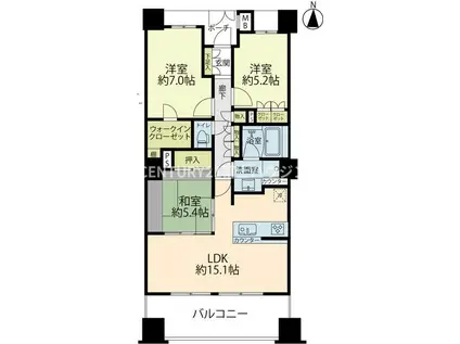 リストレジデンス辻堂タワー(3LDK/7階)の間取り写真