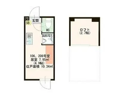 ハーモニーテラス中板橋II(ワンルーム/1階)の間取り写真