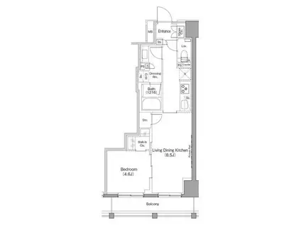 ザ・パークハビオ日本橋箱崎町(1LDK/11階)の間取り写真