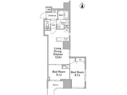 リバーレ浅草ウエスト(2LDK/10階)の間取り写真