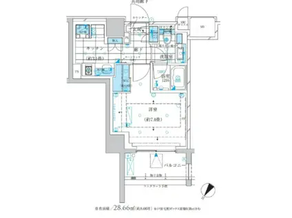 ザ・パークワンズ三軒茶屋(1K/3階)の間取り写真