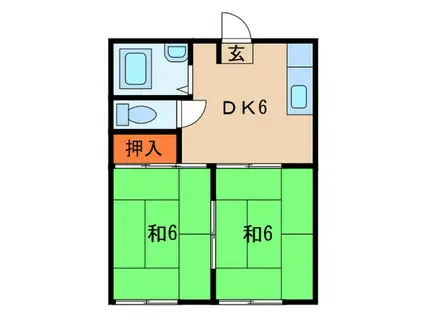 コスモハイツA(2DK/1階)の間取り写真