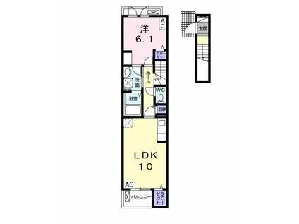 名鉄竹鼻線 柳津駅(岐阜) 徒歩18分 2階建 築3年(1LDK/2階)の間取り写真