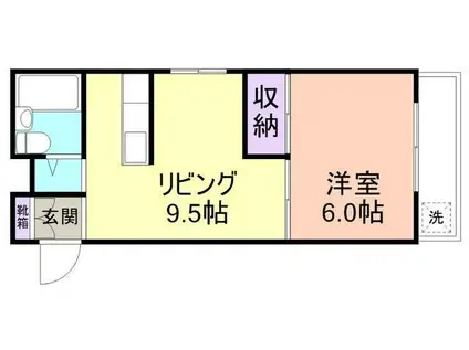 メゾン島村(1LDK/4階)の間取り写真