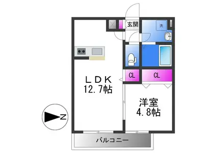 アムールラック(1LDK/2階)の間取り写真