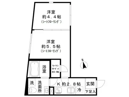 ストライプス東大井(2K/2階)の間取り写真