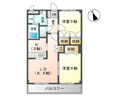 シャイニングIN青葉II(2LDK/2階)の間取り写真