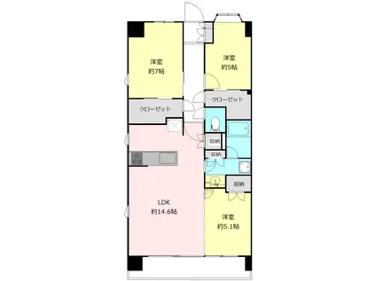 センチュリー東武動物公園(3LDK/10階)の間取り写真