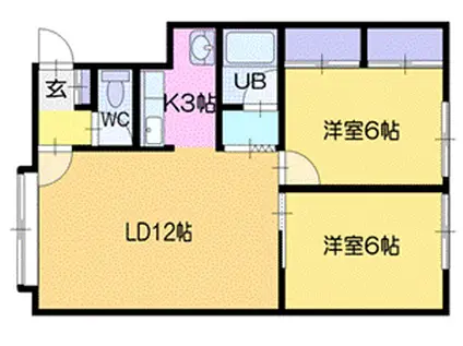 第18大成コーポ(2LDK/2階)の間取り写真