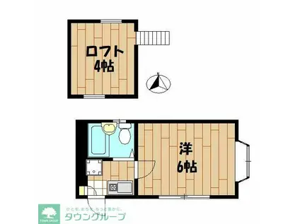 ルミエール平間(1K/2階)の間取り写真