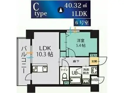 ル・コンセルト本陣(1LDK/5階)の間取り写真