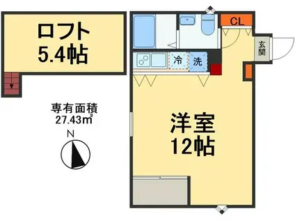 ALVER稲毛(1K/3階)の間取り写真