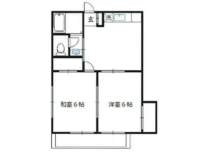 セイザンパレス(2DK/1階)の間取り写真