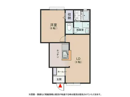 ヴェルデュールB棟(1LDK/1階)の間取り写真