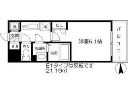 エスリード梅田グランノース(1K/7階)の間取り写真