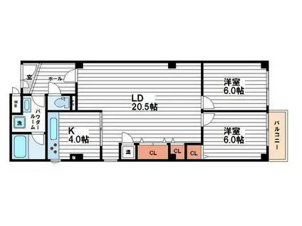 大宝ル・グラン上本町(2LDK/3階)の間取り写真