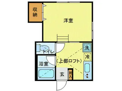 Yフラット城北(1K/1階)の間取り写真