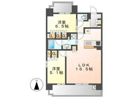 グランパセオ名駅那古野(2LDK/9階)の間取り写真