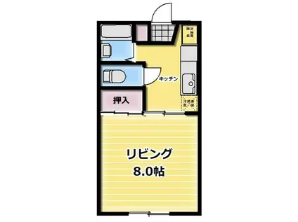 プレジール B(1K/2階)の間取り写真